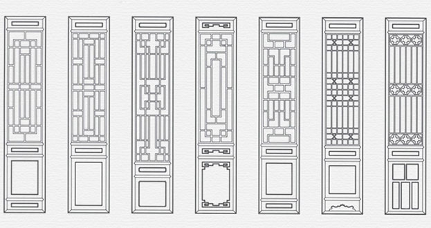 崇阳常用中式仿古花窗图案隔断设计图